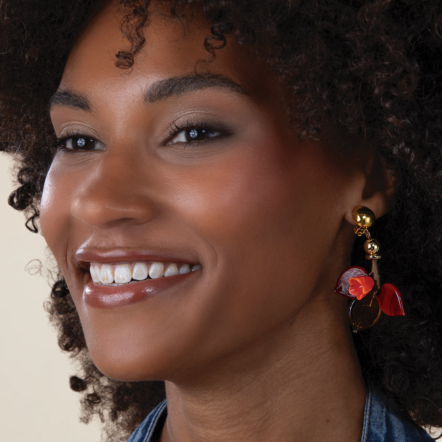 Murano Glass Harvest Canopy Flower Statement Clip-On Earrings (Preorder)