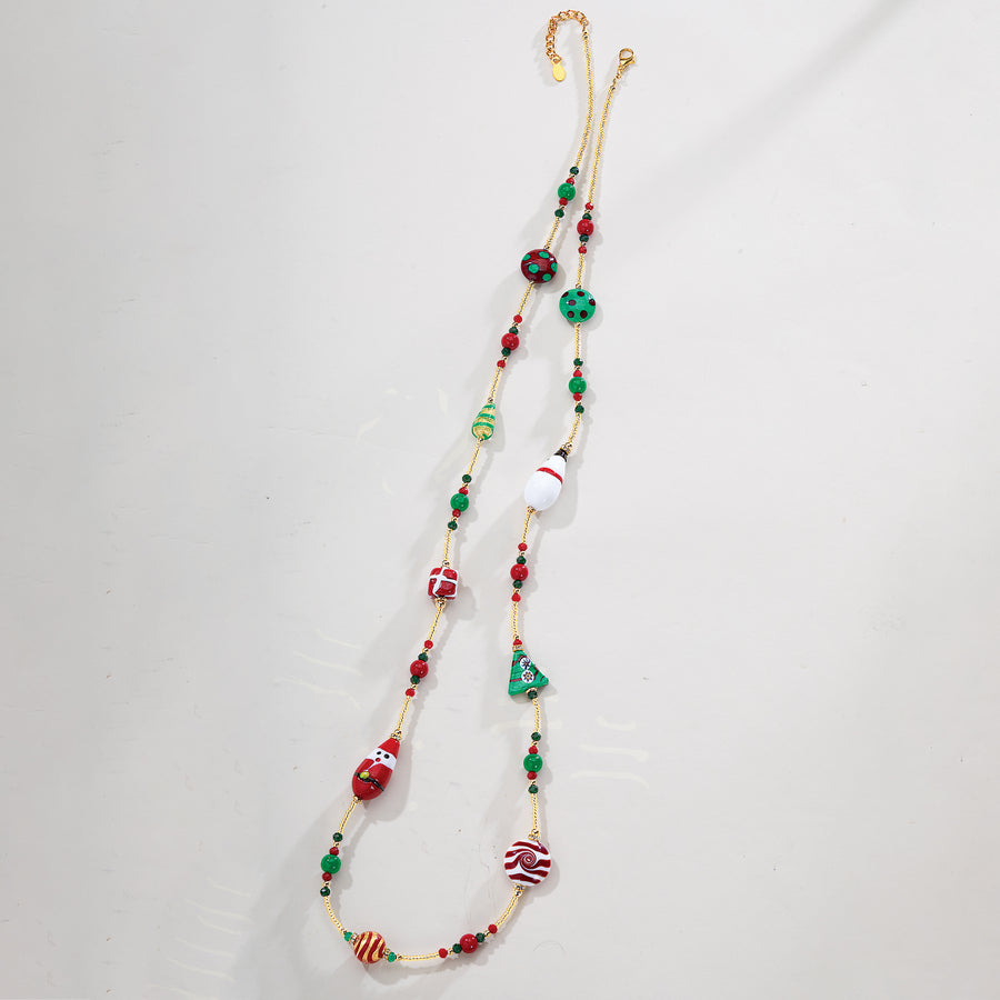 Murano Glass Christmas Icons Long Necklace (Preorder)