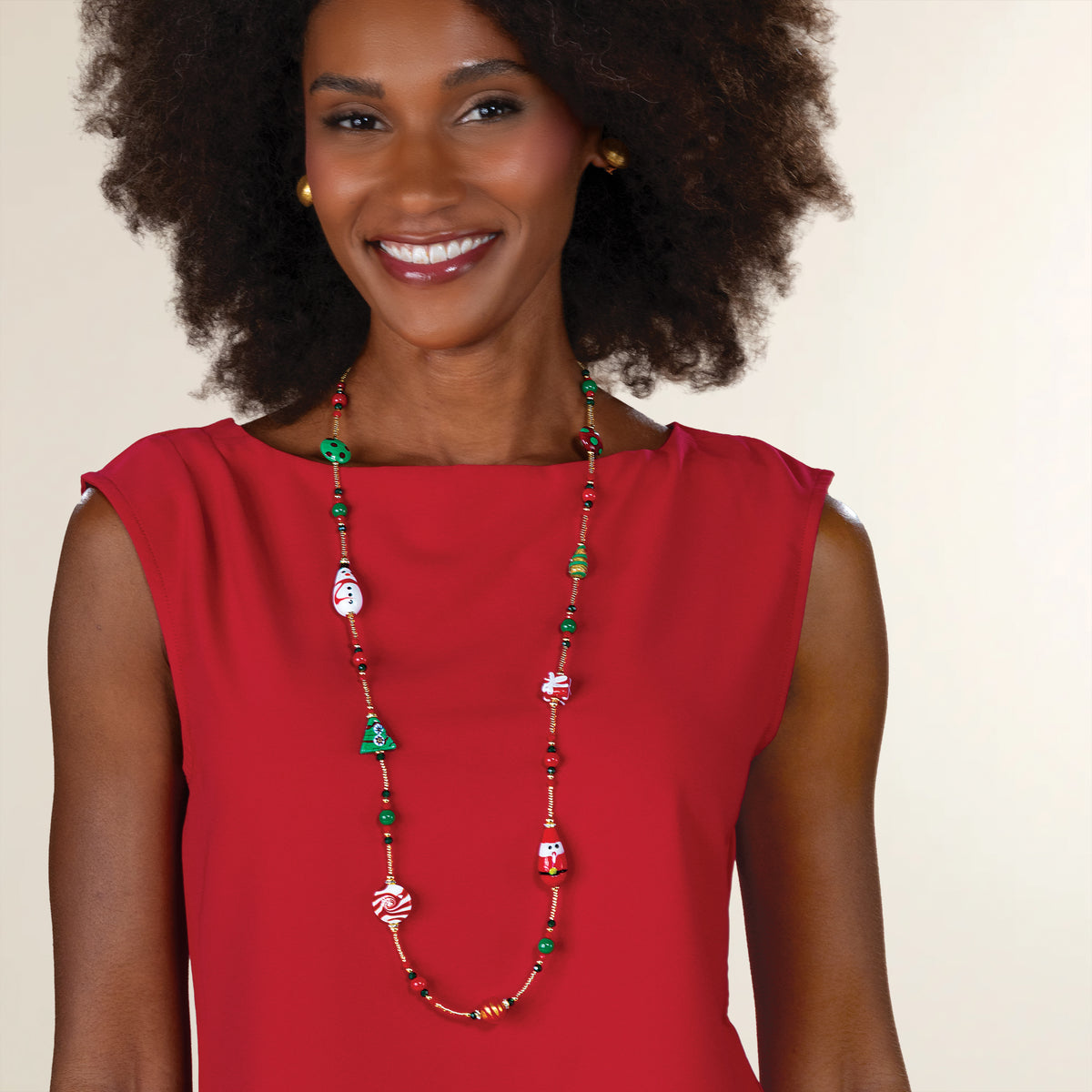 Murano Glass Christmas Icons Long Necklace (Preorder)