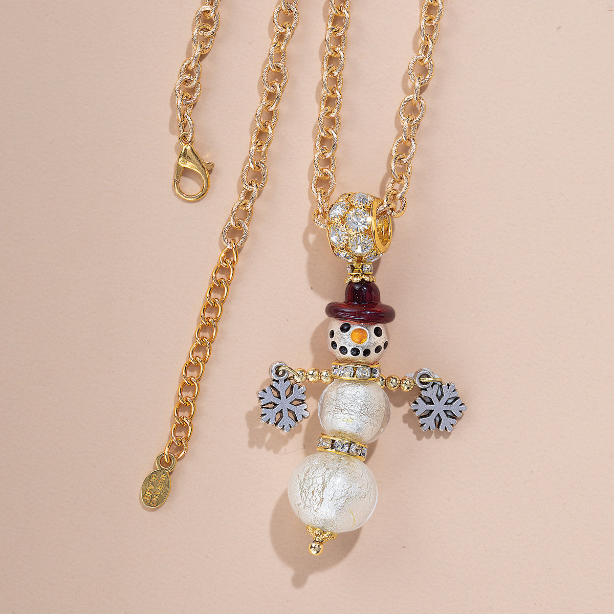 Murano Glass Snowman Necklace (Preorder)