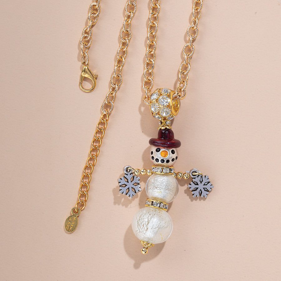 Murano Glass Snowman Necklace (Preorder)