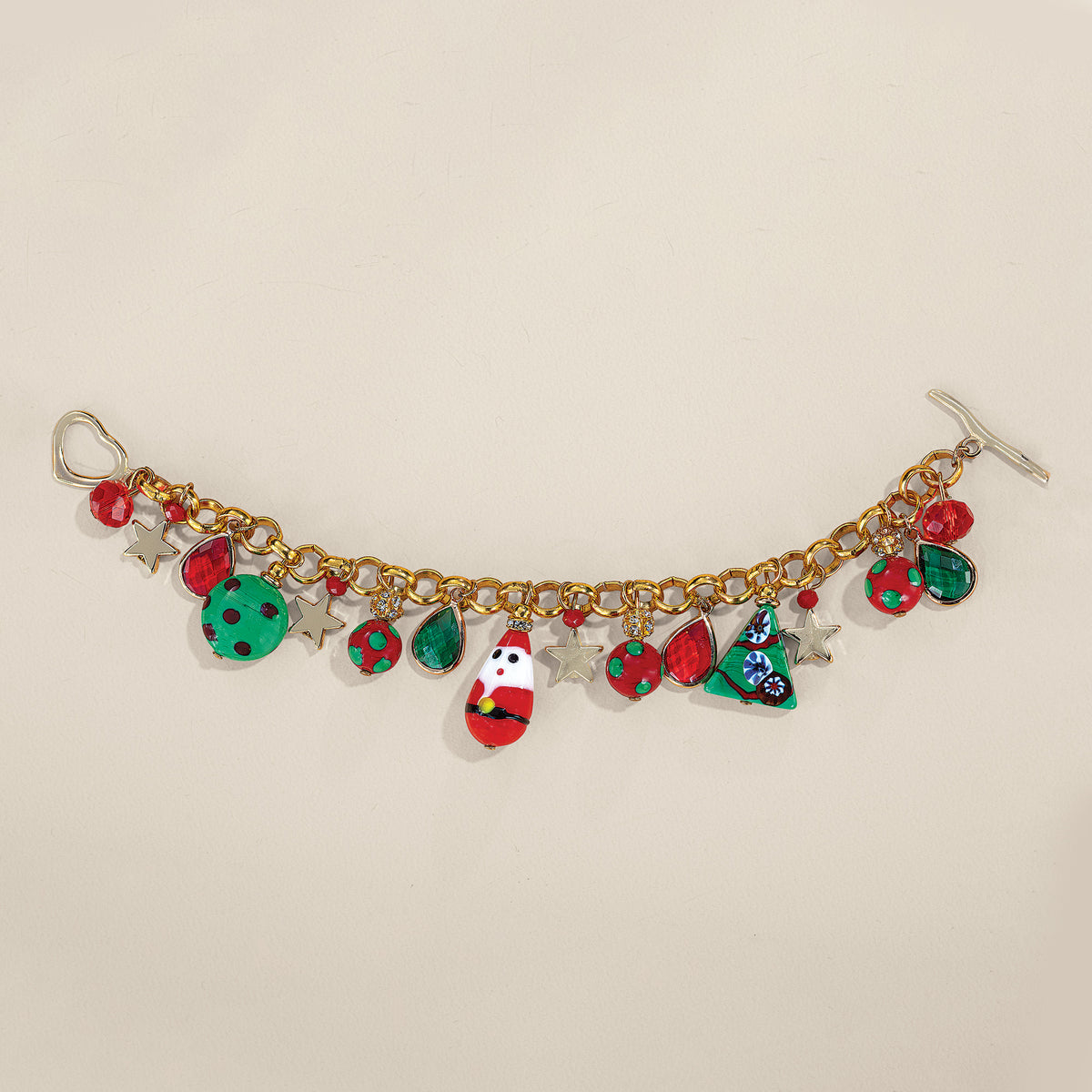 Murano Glass Holiday Cheer Charm Bracelet (Preorder)