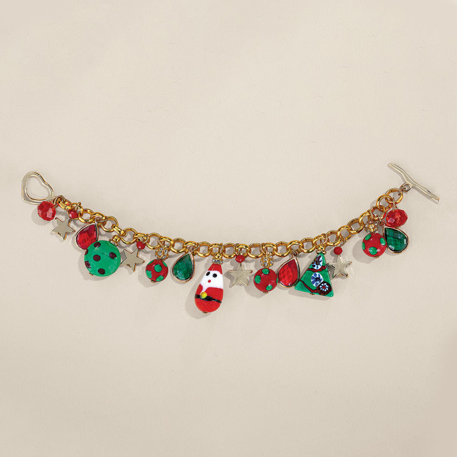 Murano Glass Holiday Cheer Charm Bracelet (Preorder)