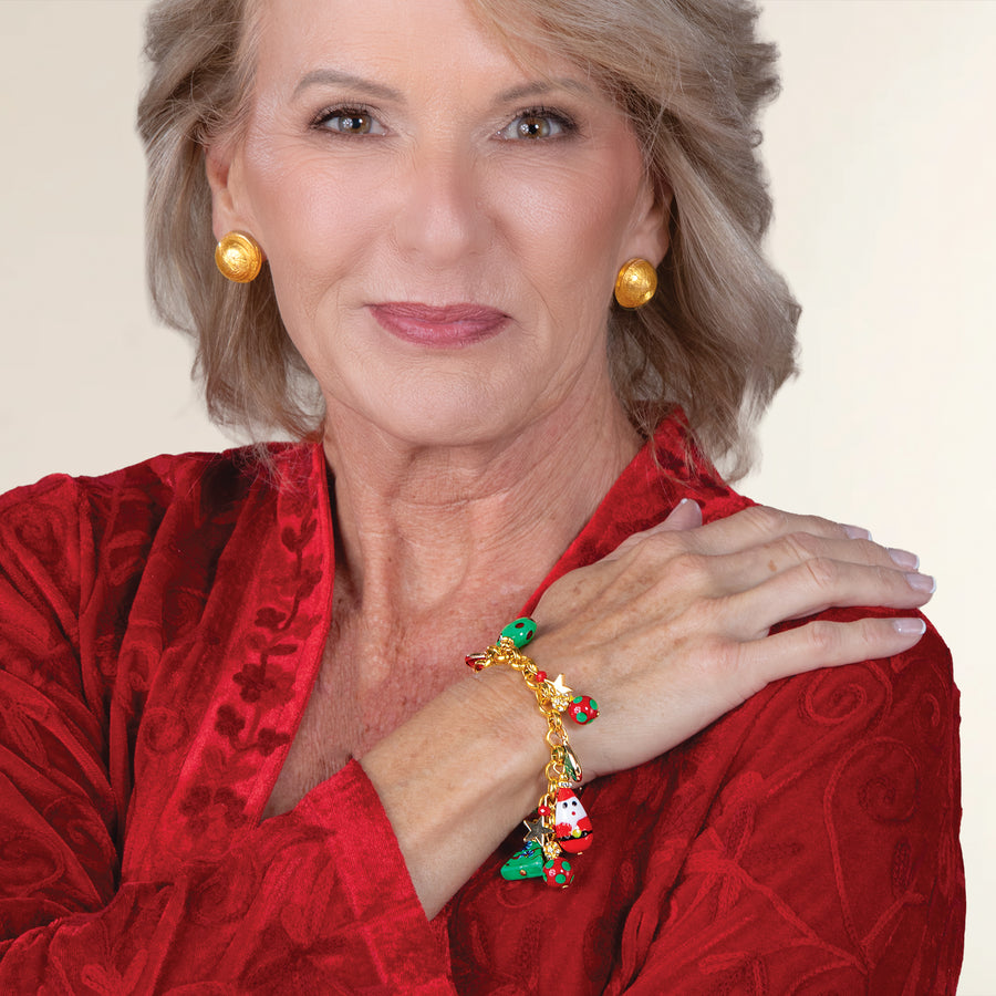 Murano Glass Holiday Cheer Charm Bracelet (Preorder)