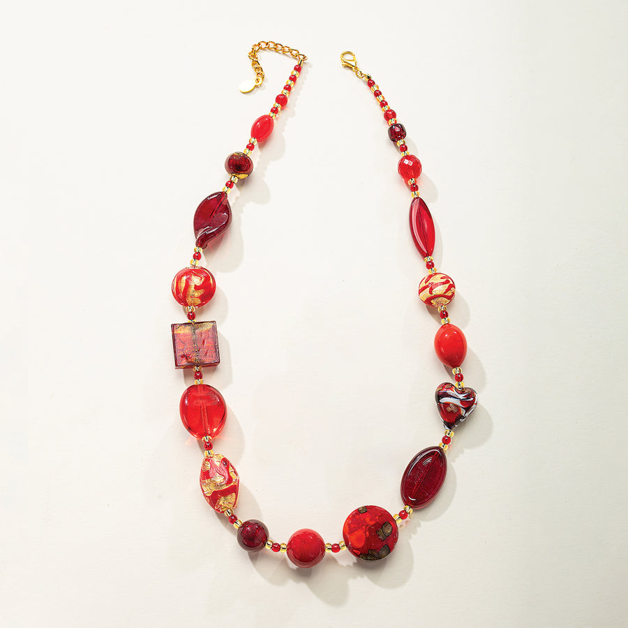 Murano Glass Gilded Crimson Necklace (Preorder)