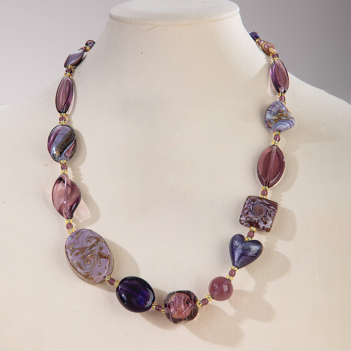 Murano Glass Plum Grandeur Beaded Necklace (Preorder)