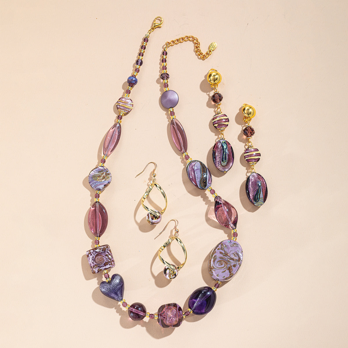 Murano Glass Plum Grandeur Beaded Necklace (Preorder)