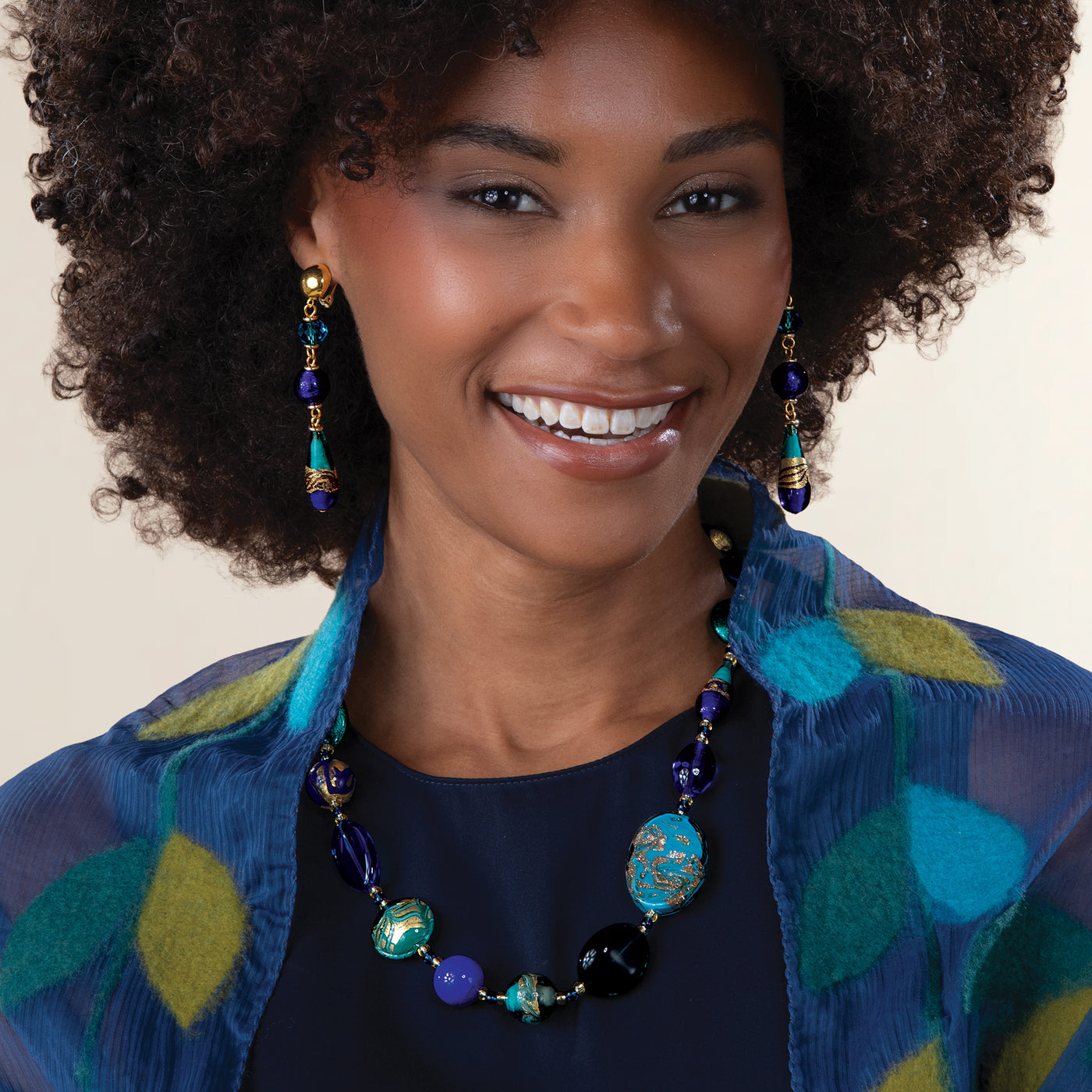 Murano Glass Venetian Waters Teardrop Earrings (Preorder)