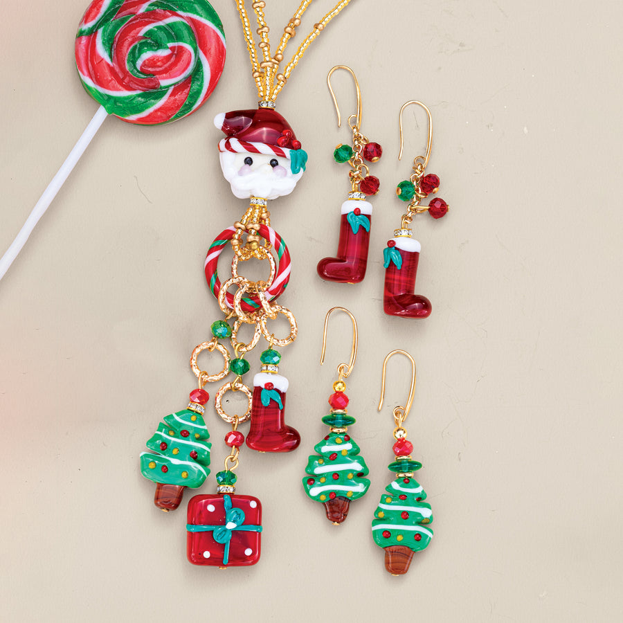 Murano Glass Green Tree Earrings (Preorder)