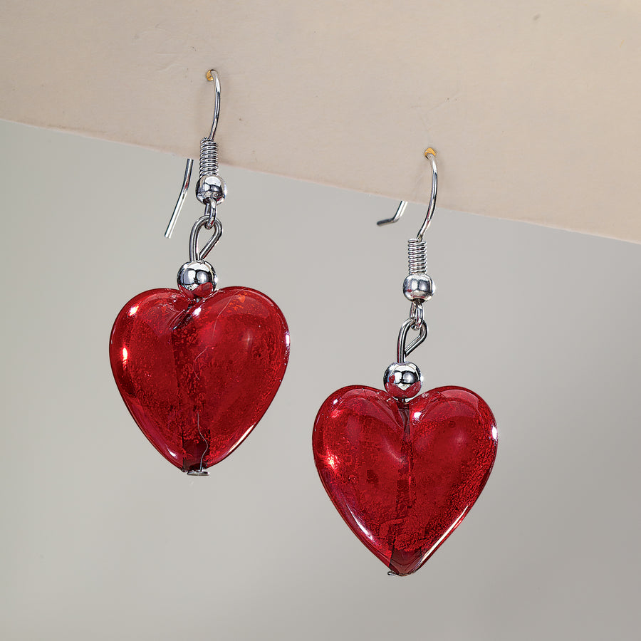 Murano Glass Happy Heart Earrings (Preorder)