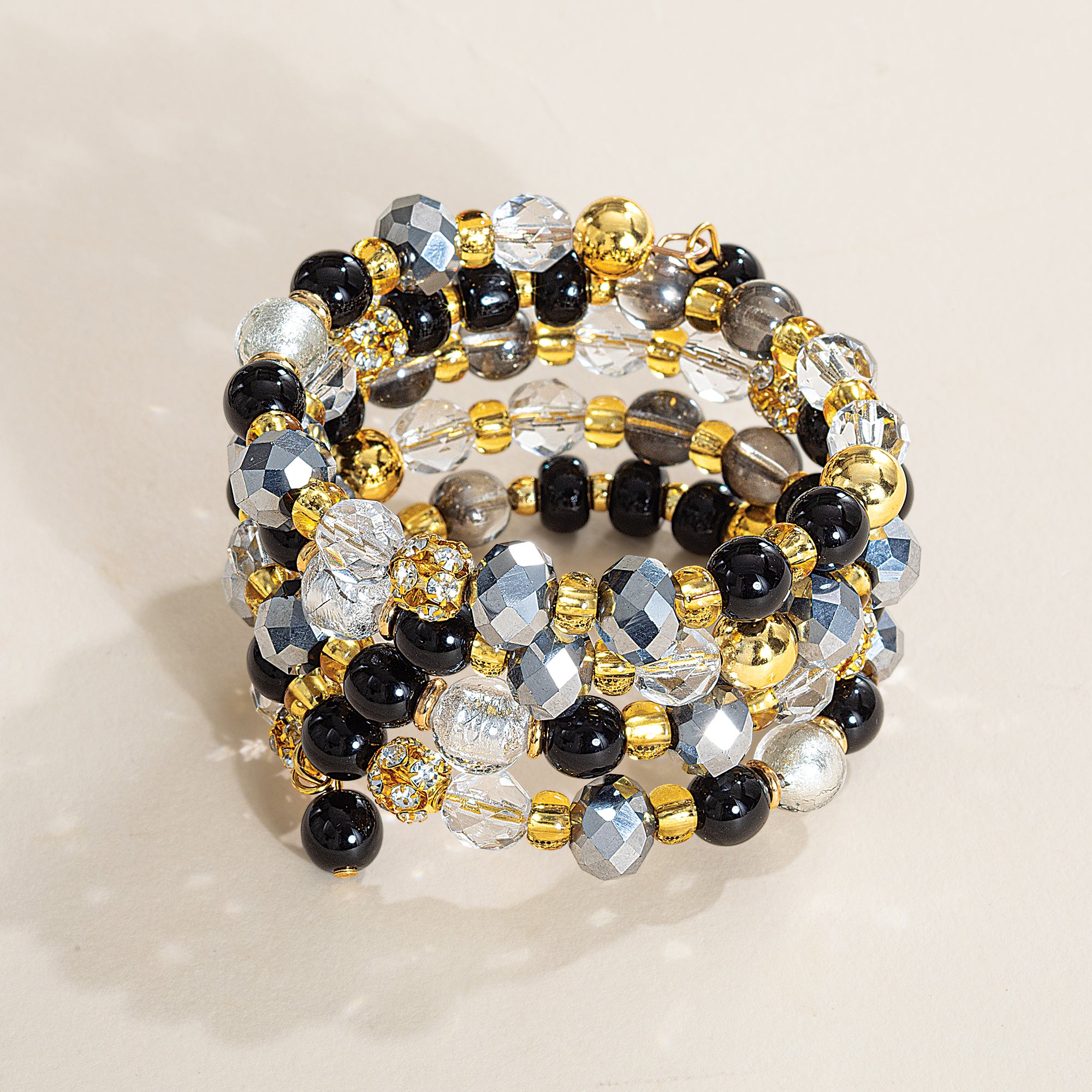 Murano Glass Wrapped in Midnight Coil Bracelet