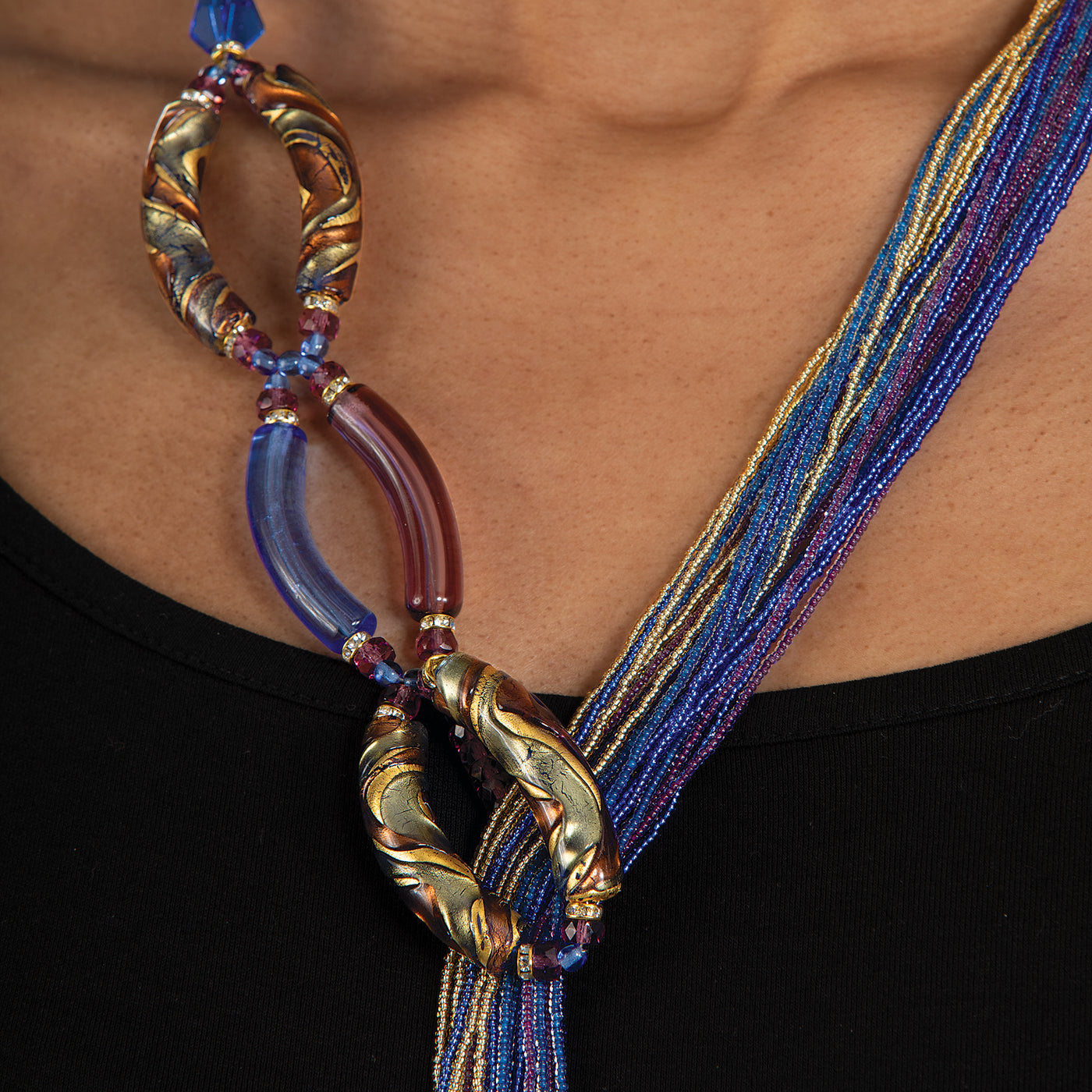 Out Of The Blue Murano Glass Lariat Necklace