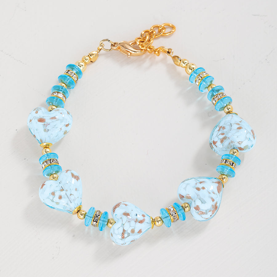 Murano Glass Angel Blue Heart Bracelet