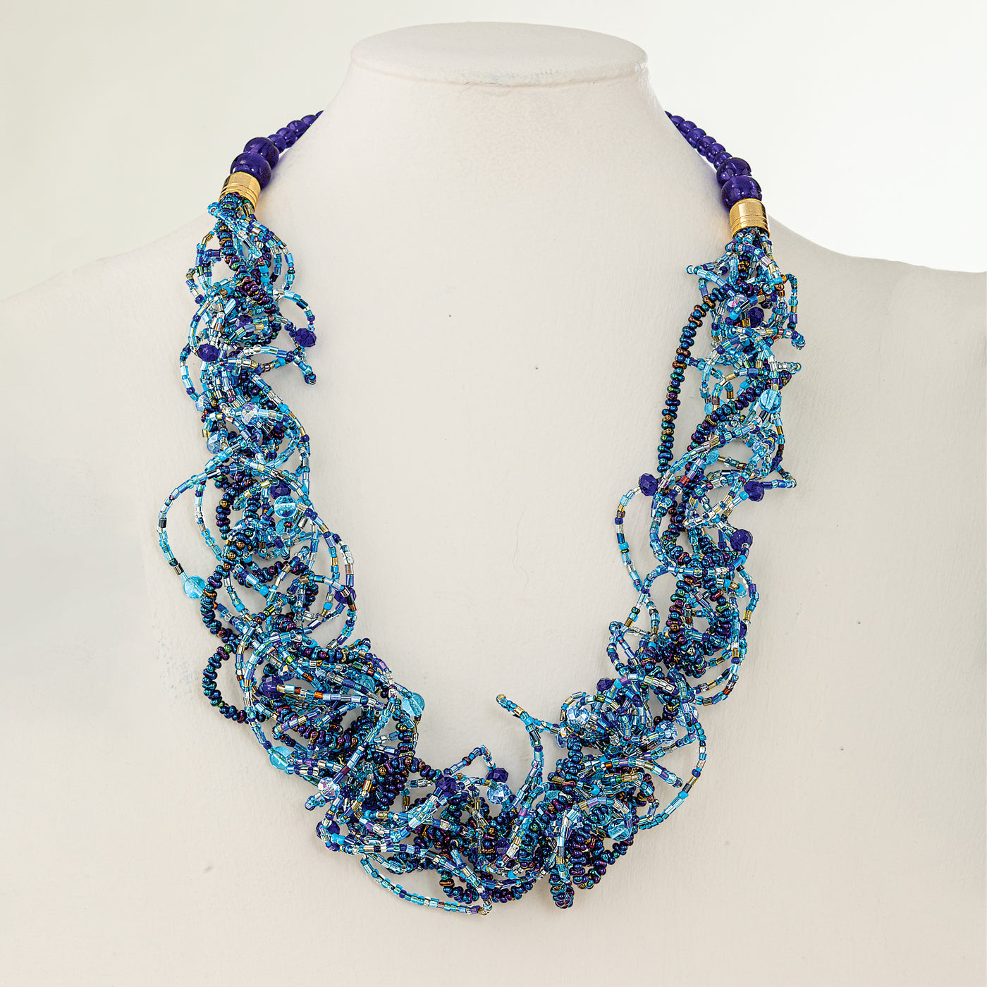 Murano Glass Aqua Hues Statement Necklace (Preorder)