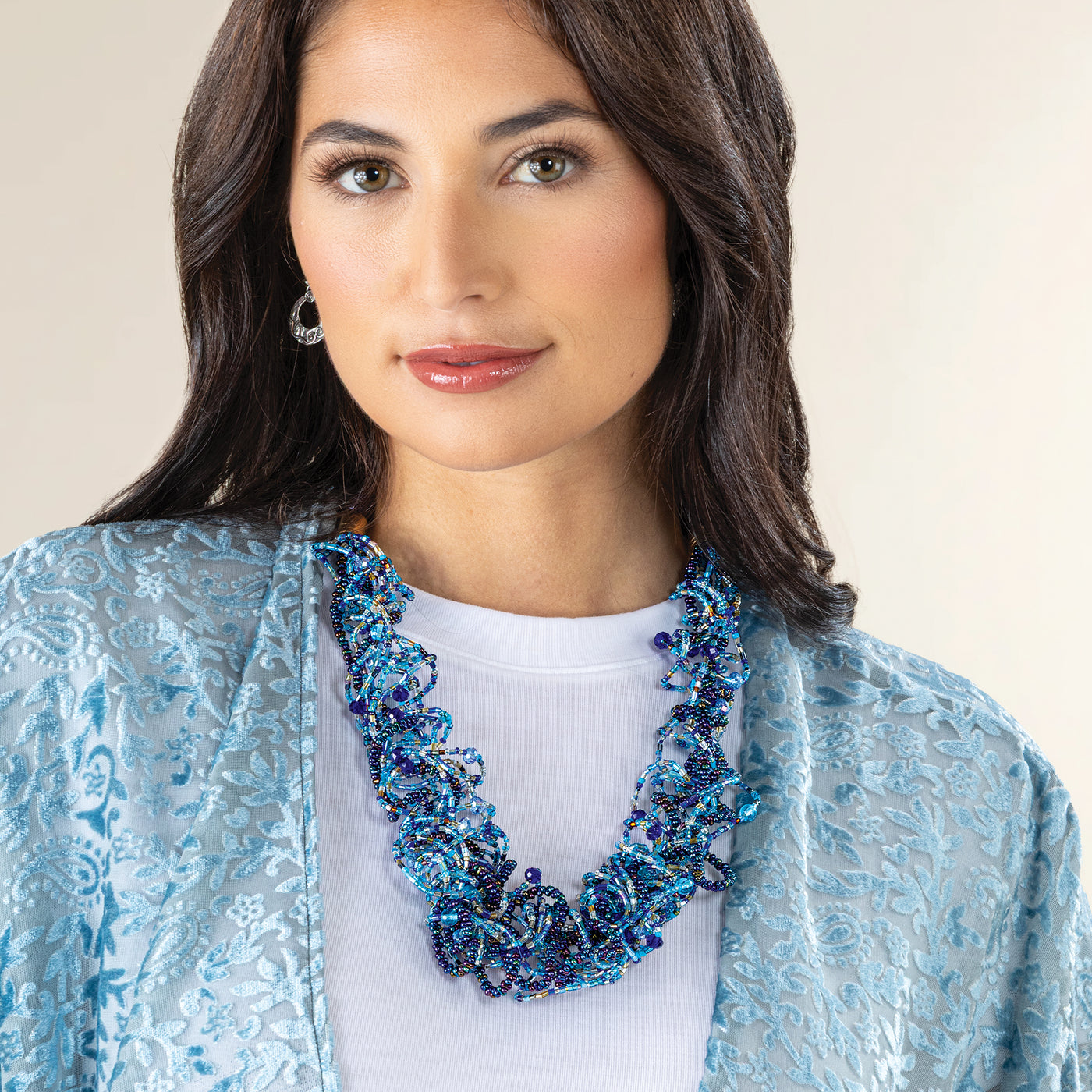 Murano Glass Aqua Hues Statement Necklace (Preorder)