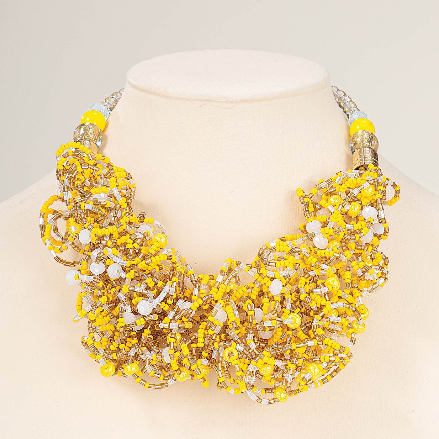 Murano Glass Shades of Sorrento Seed Bead Statement Necklace