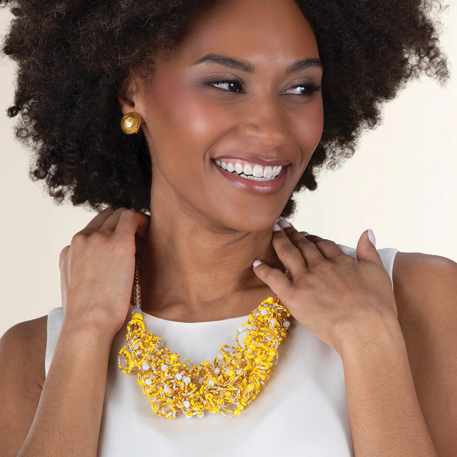 Murano Glass Shades of Sorrento Seed Bead Statement Necklace