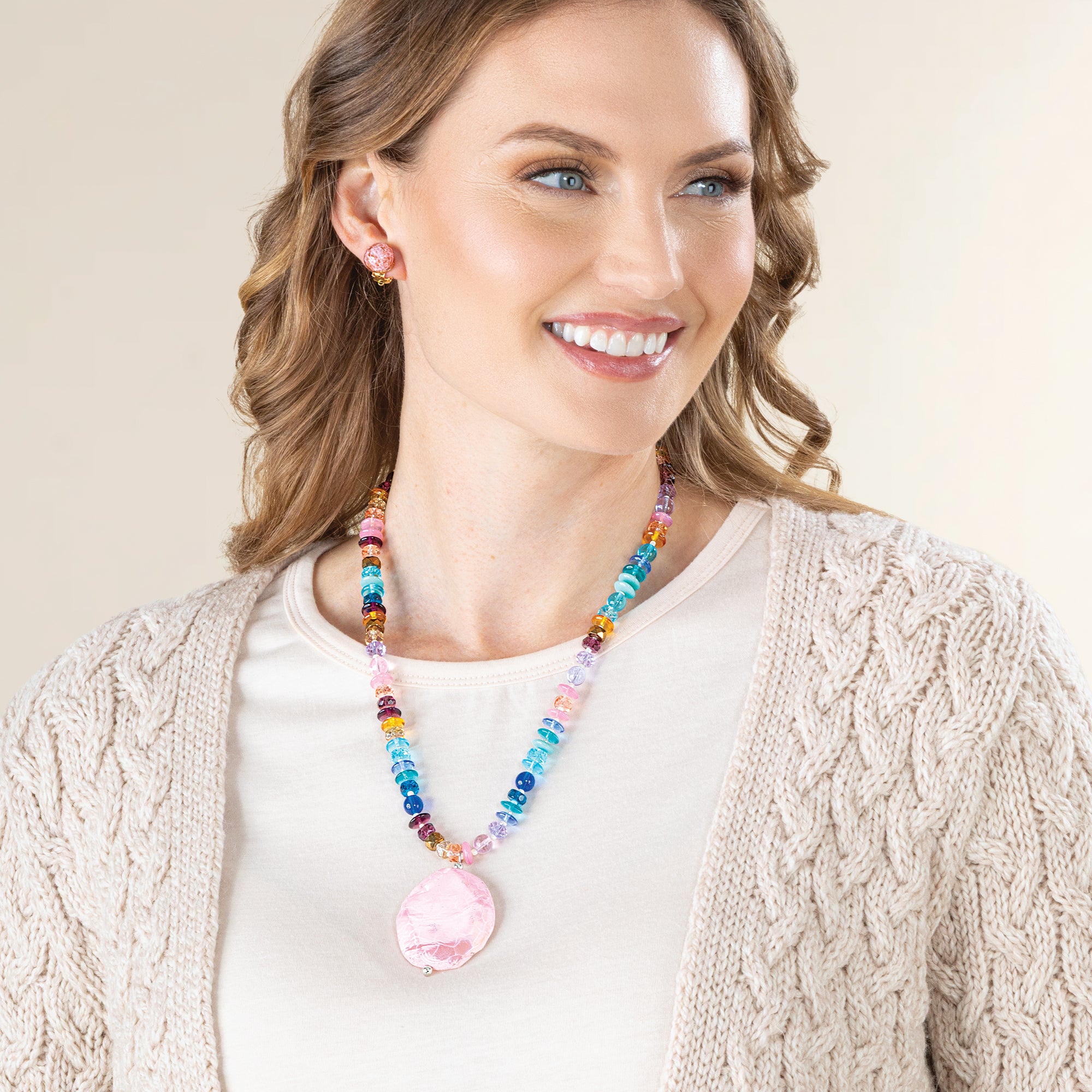 Murano Glass & Rhodonite Pendant Necklace (Preorder)