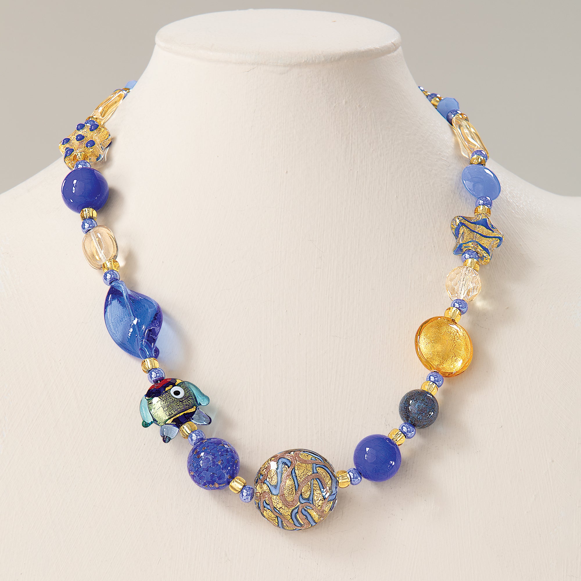 Murano Glass Sardinian Skies Fish Statement Necklace