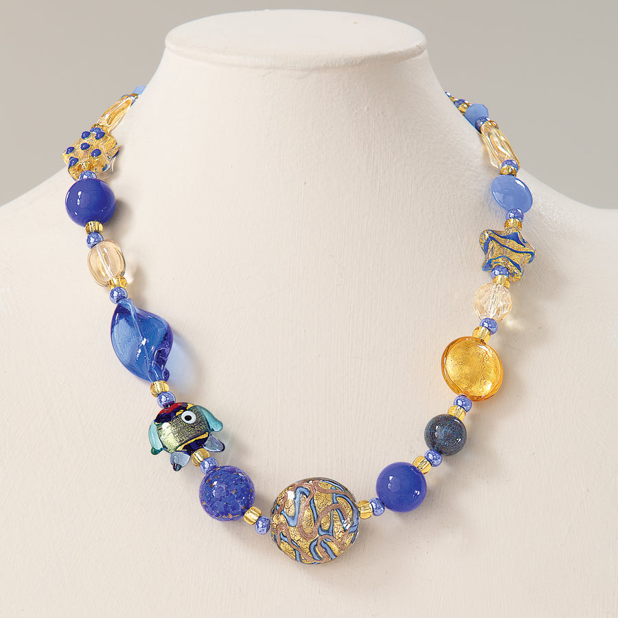 Murano Glass Sardinian Skies Fish Statement Necklace