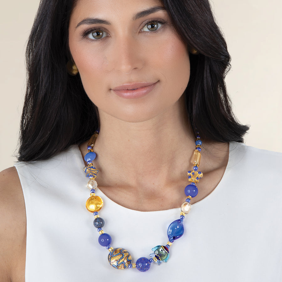Murano Glass Sardinian Skies Fish Statement Necklace