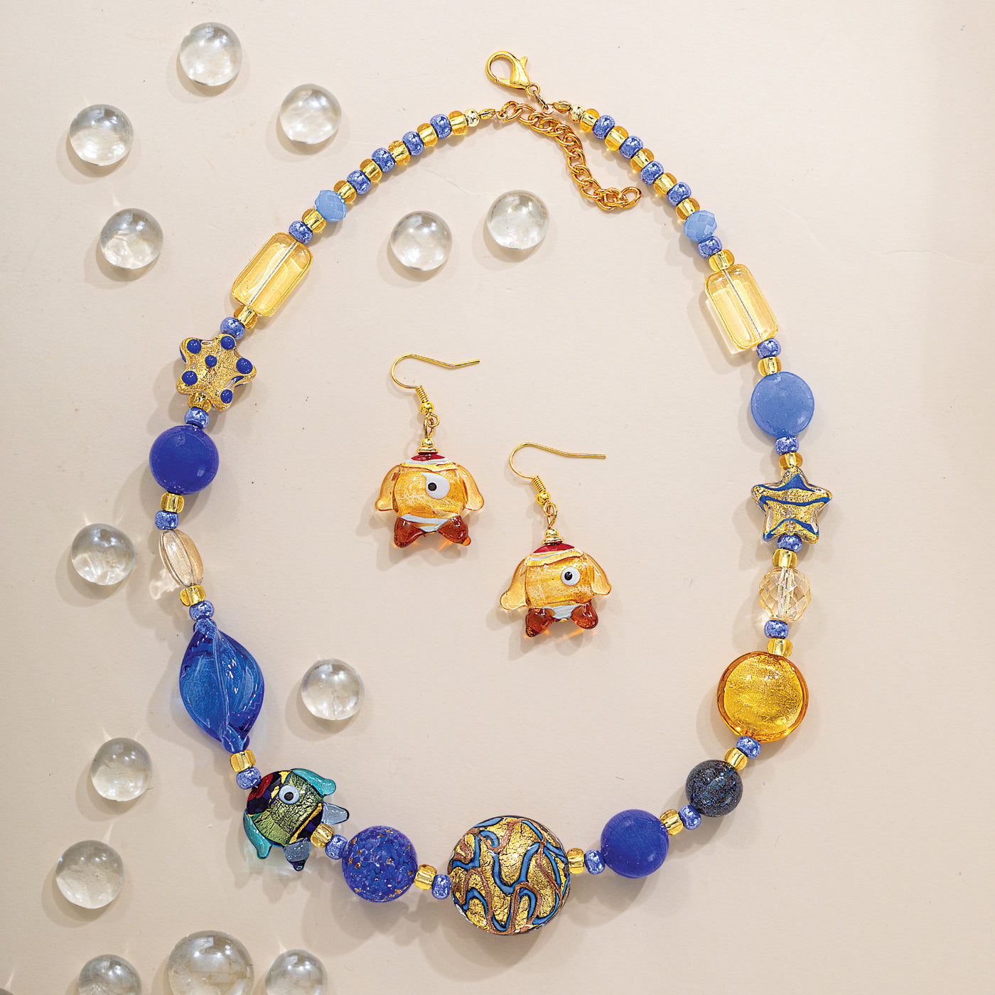 Murano Glass Shimmering Swimmers Fish Earrings