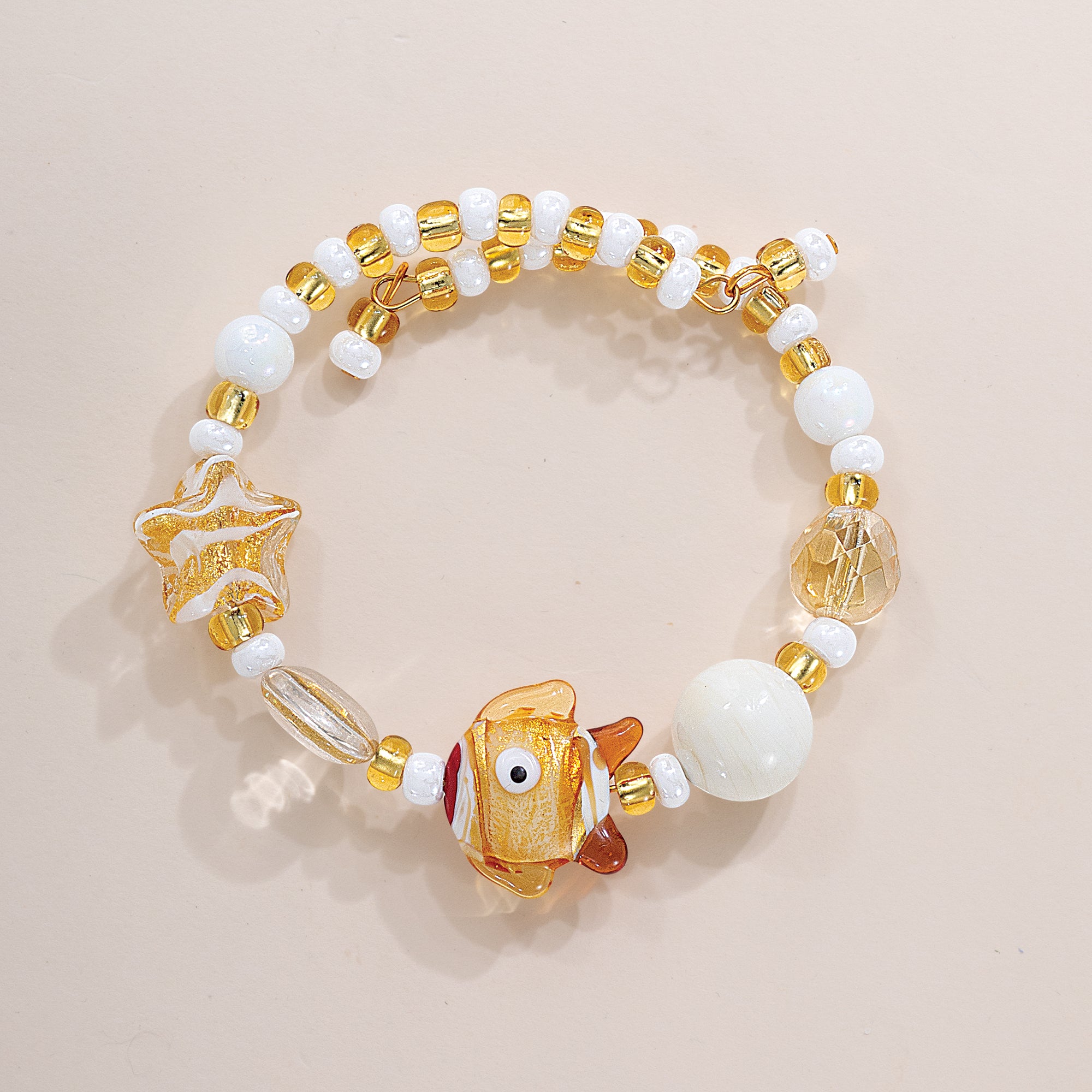Murano Glass Shimmering Swimmer Fish Coil Bracelet