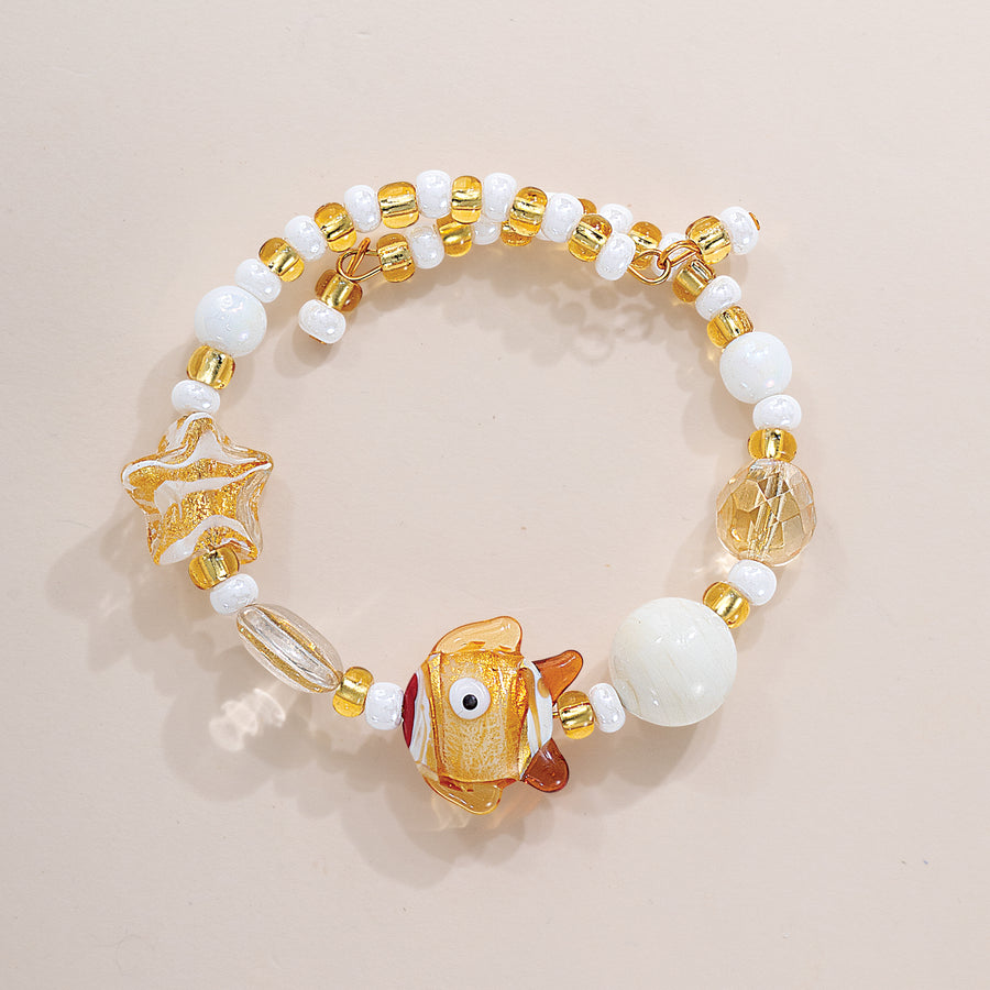 Murano Glass Shimmering Swimmer Fish Coil Bracelet