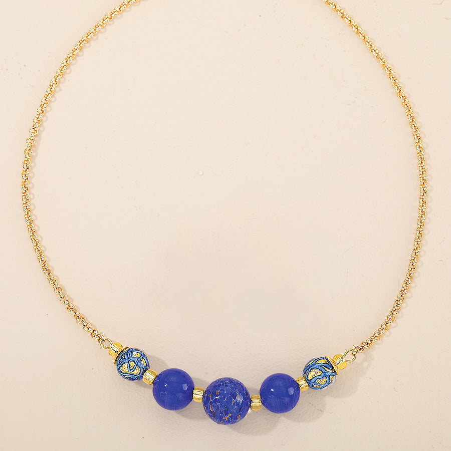 Murano Glass Cobalt Colored Confetti Necklace