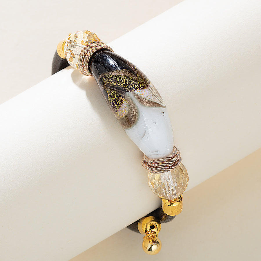 Murano Glass Bellissima Perline Black & White Bracelet (Preorder)