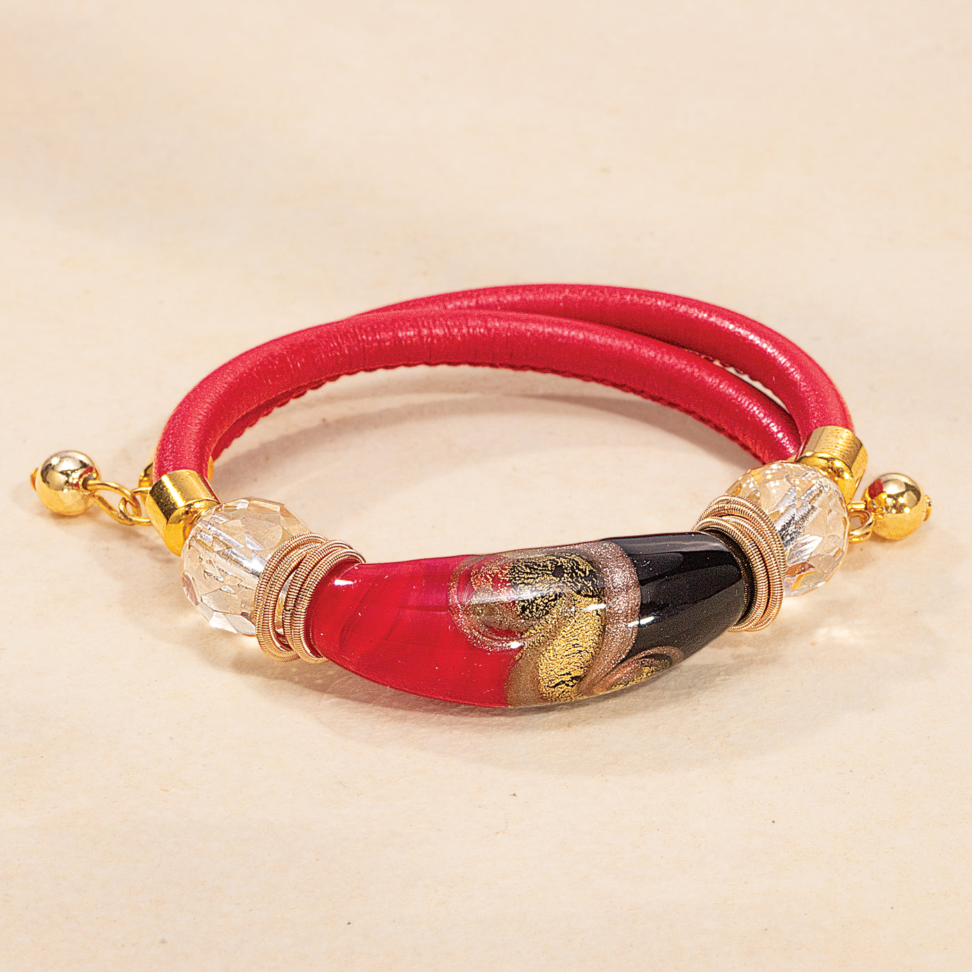 Murano Glass Bellissima Perline Black & Red Bracelet