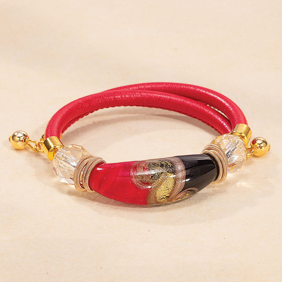 Murano Glass Bellissima Perline Black & Red Bracelet