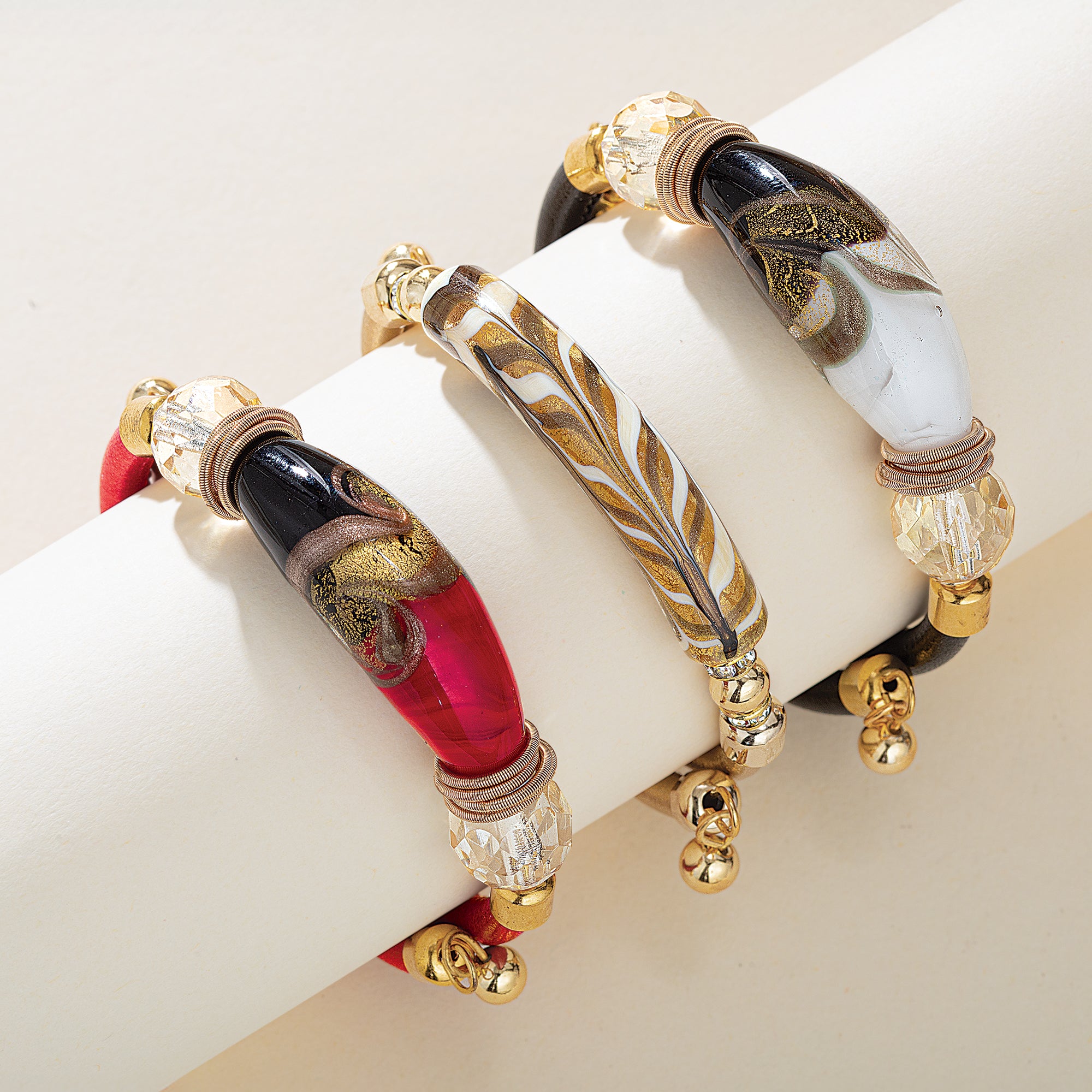 Murano Glass Bellissima Perline Black & White Bracelet (Preorder)