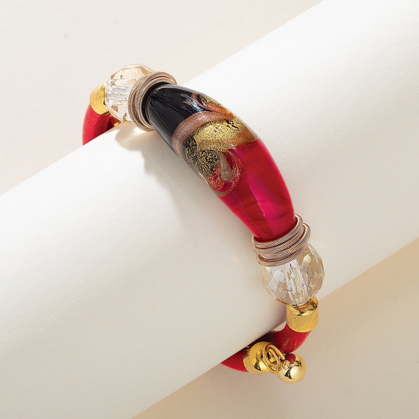 Murano Glass Bellissima Perline Black & Red Bracelet