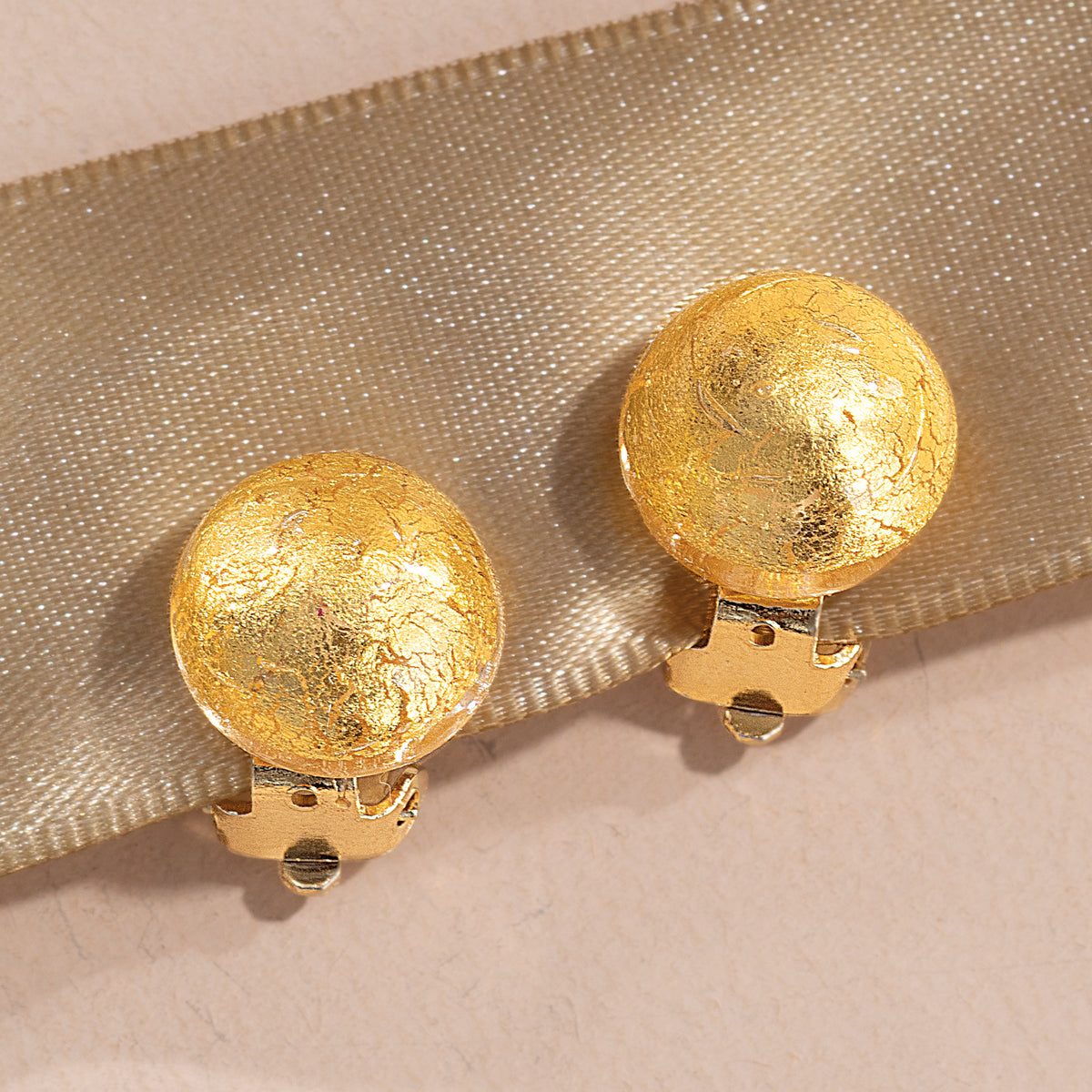 Murano Glass Gold Foil-Infused Clip-On Earrings (Preorder)
