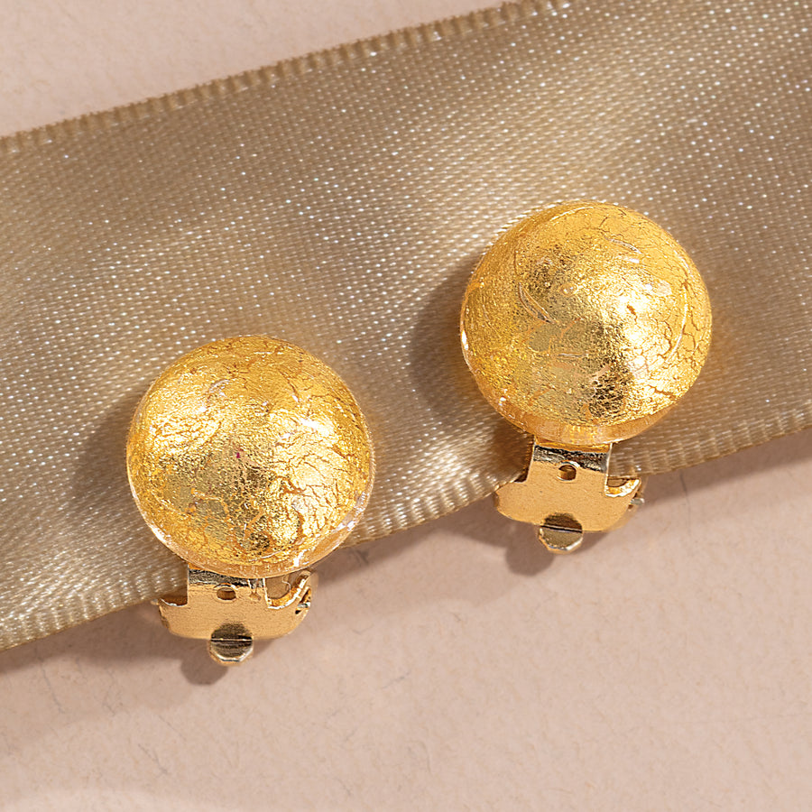 Murano Glass Gold Foil-Infused Clip-On Earrings (Preorder)