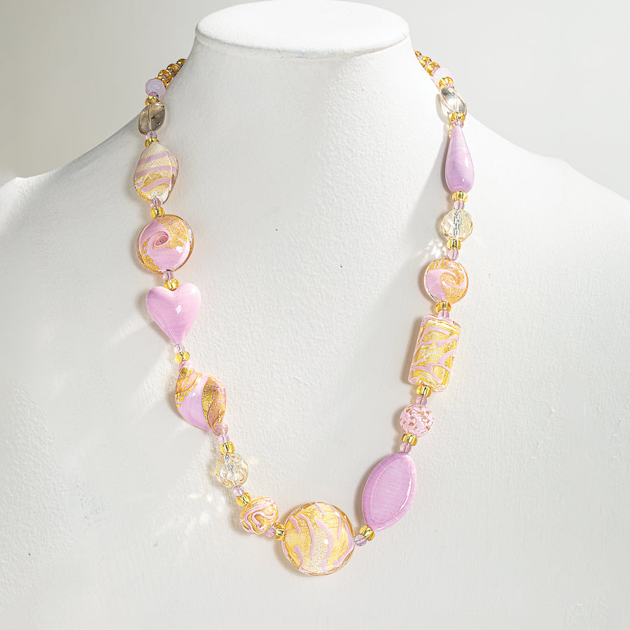 Murano Glass Blush Blooms Necklace