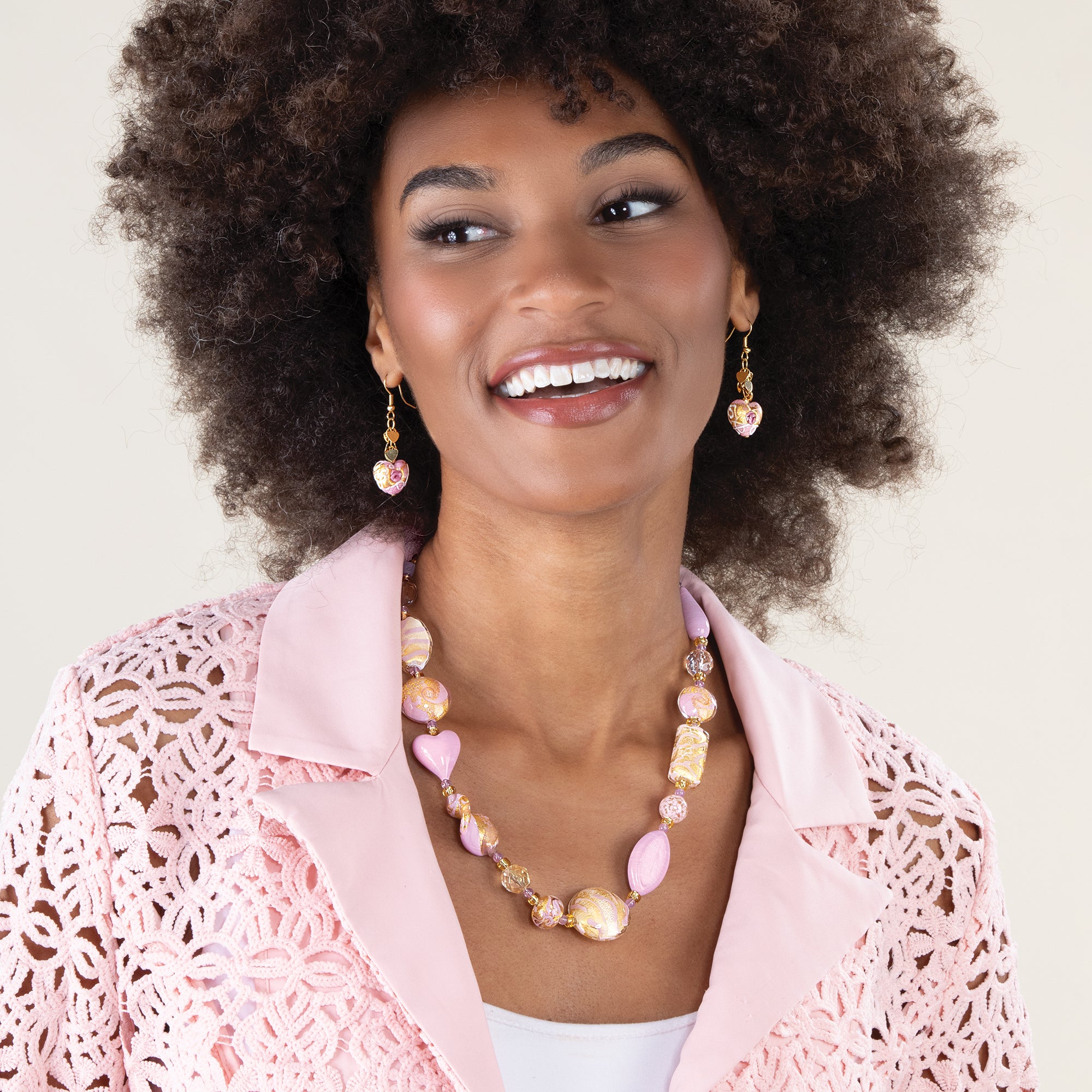 Murano Glass Blush Blooms Necklace