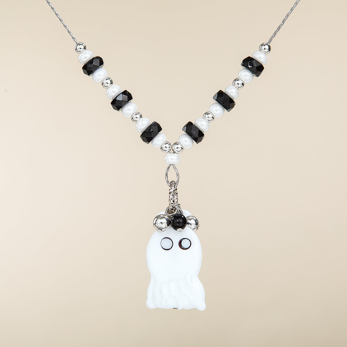 Murano Glass Beaded Ghost Necklace