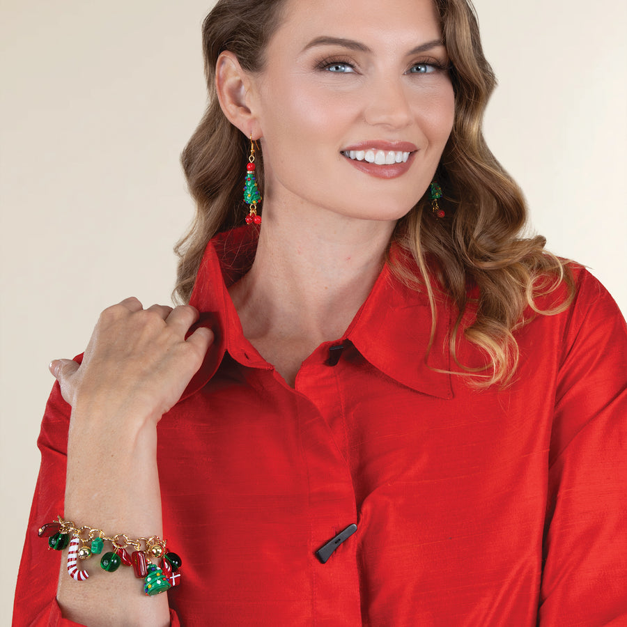 Murano Glass Holiday Charm Bracelet