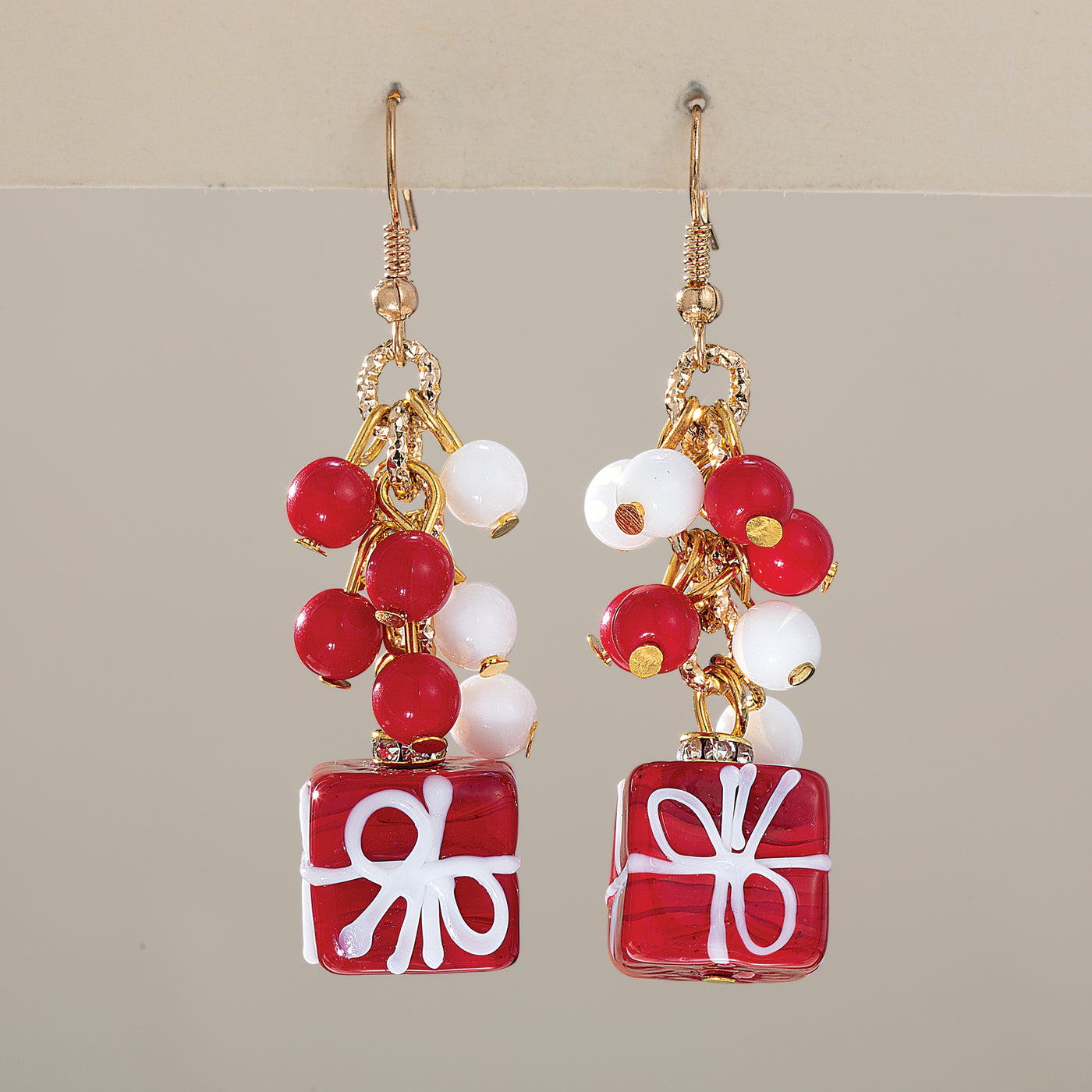 Murano Glass Red & White Gift Earrings