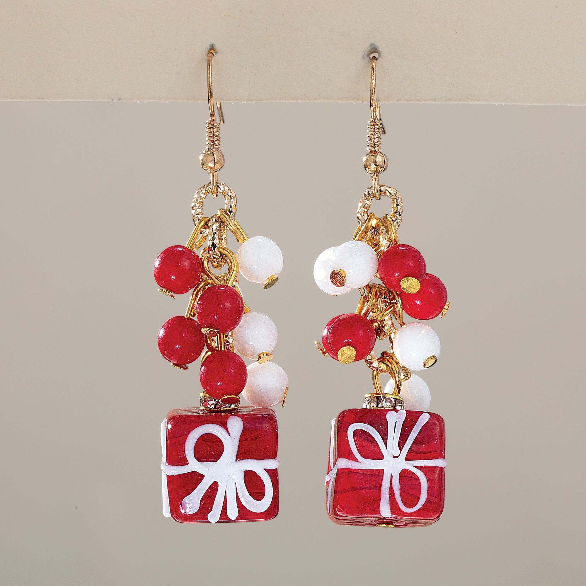 Murano Glass Red & White Gift Earrings