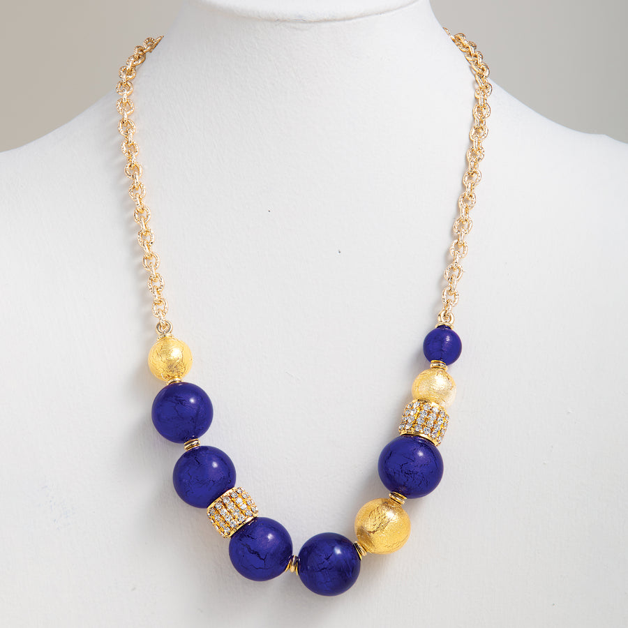 Murano Glass Cobalt Beaded Necklace