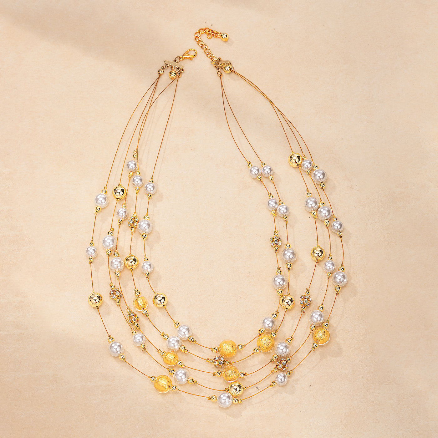 Murano Glass Floating Pearl Multistrand Necklace