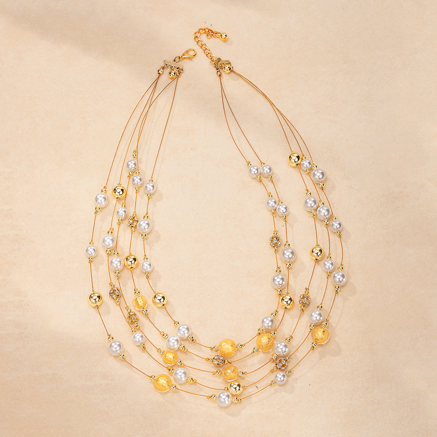 Murano Glass Floating Pearl Multistrand Necklace