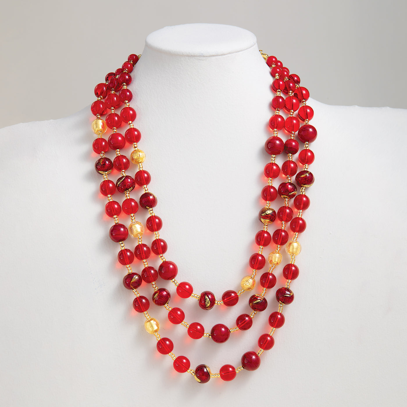 Shimmering in Scarlet Murano Glass Necklace