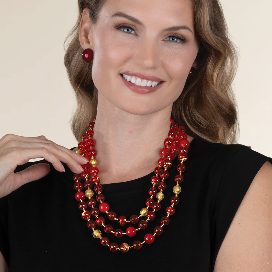 Shimmering in Scarlet Murano Glass Necklace