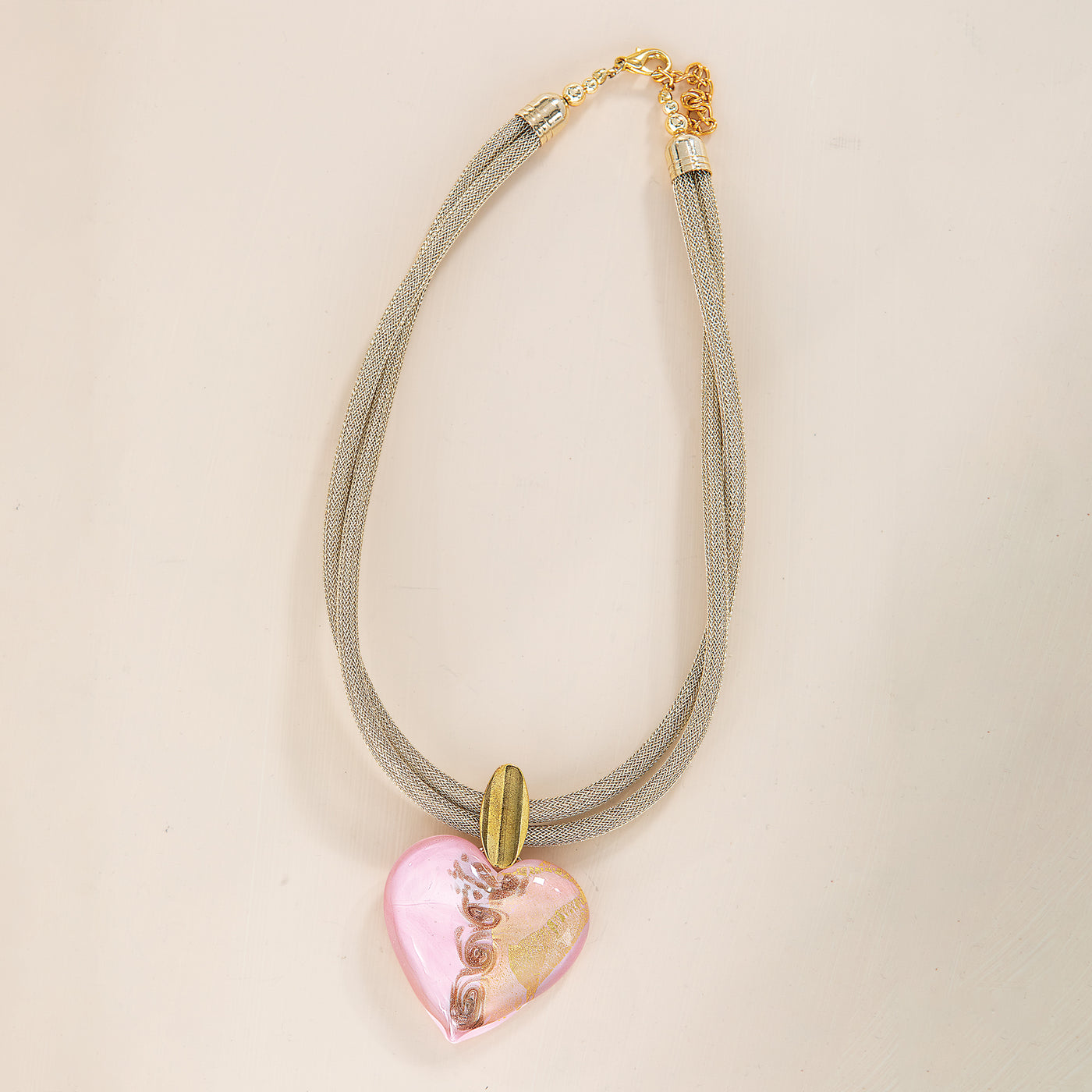 Pretty Lovely Murano Glass Heart Pendant Necklace