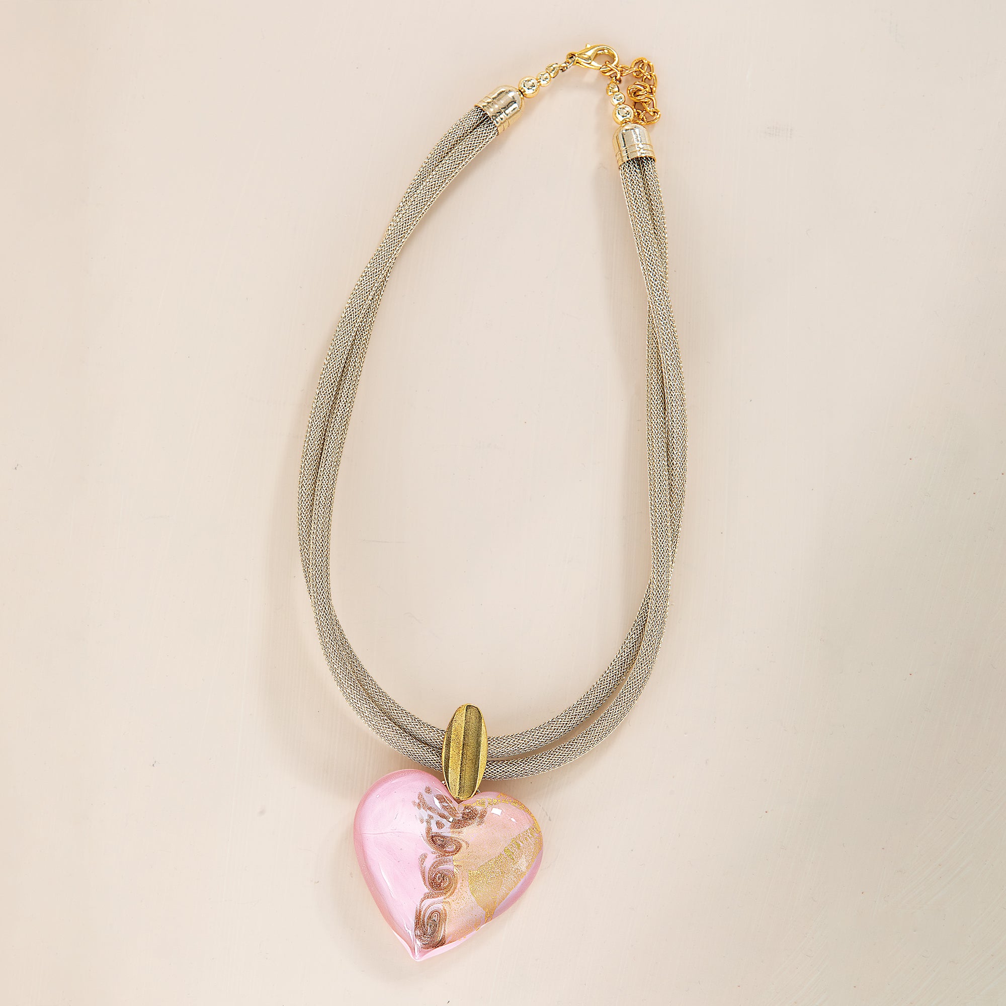 Pretty Lovely Murano Glass Heart Pendant Necklace