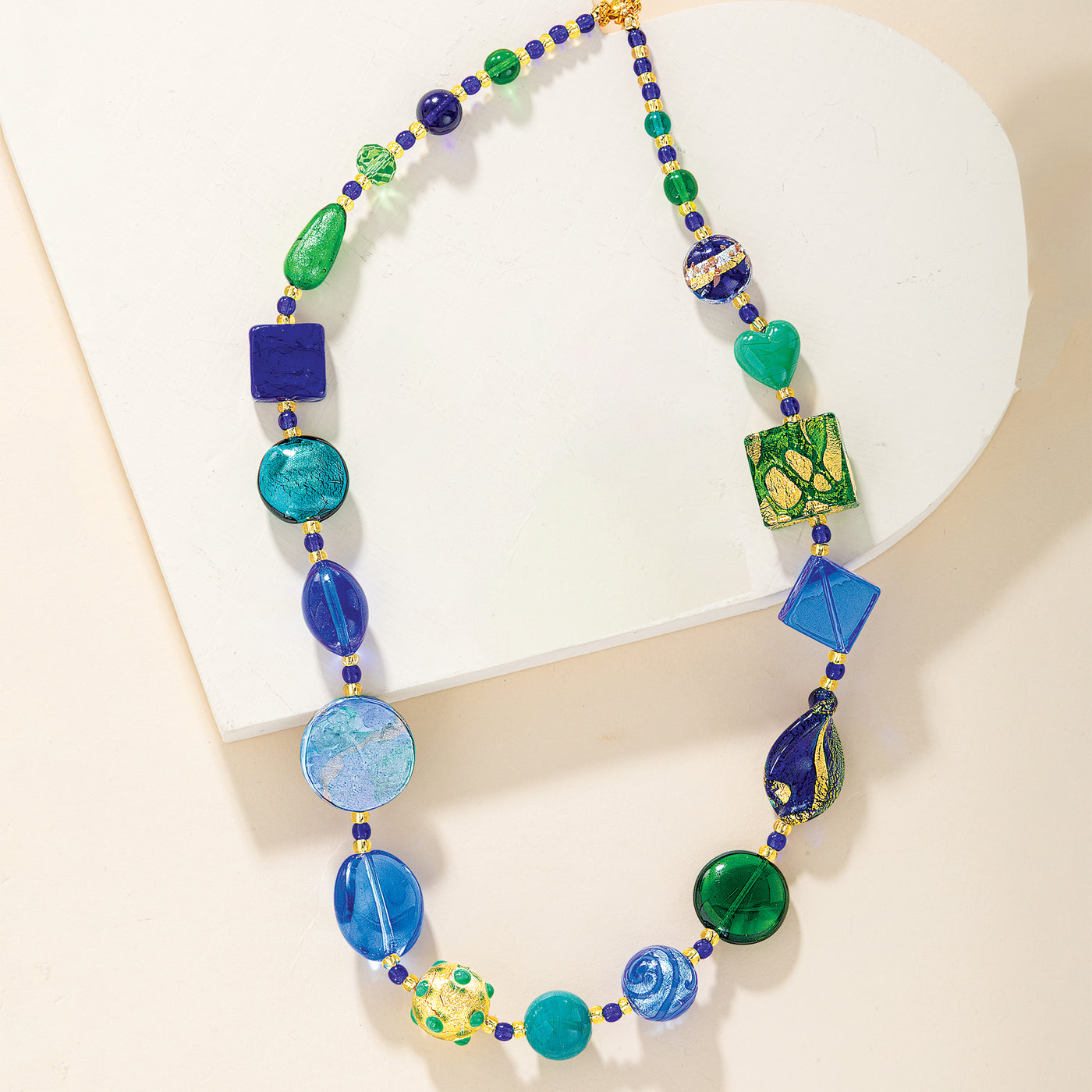 Murano Glass Cobalt & Sage Necklace